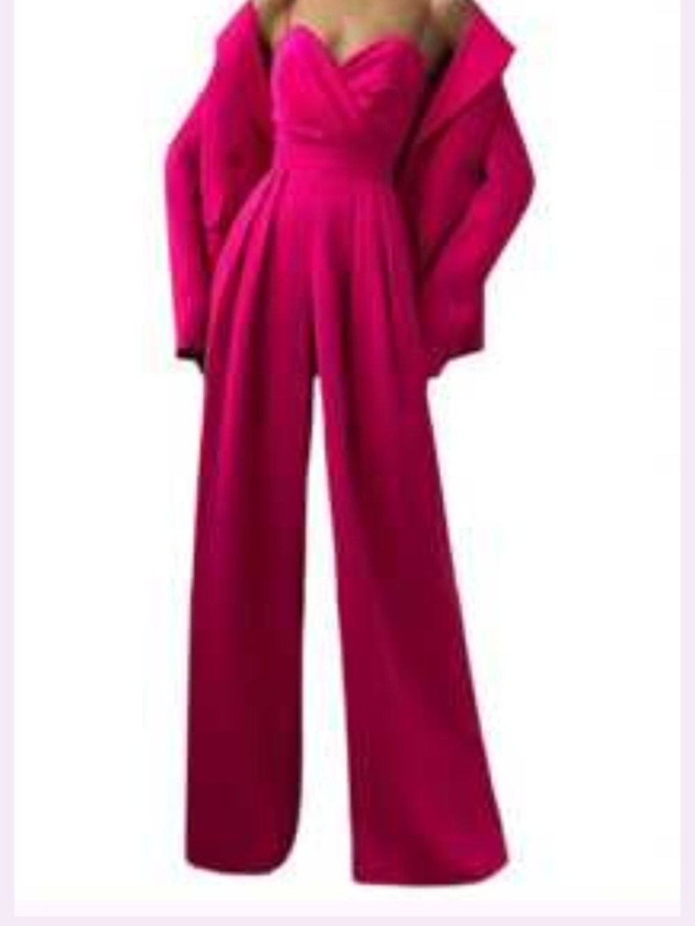 SHEIN Strapless Sweetheart Wide-Leg Jumpsuit in Fuchsia